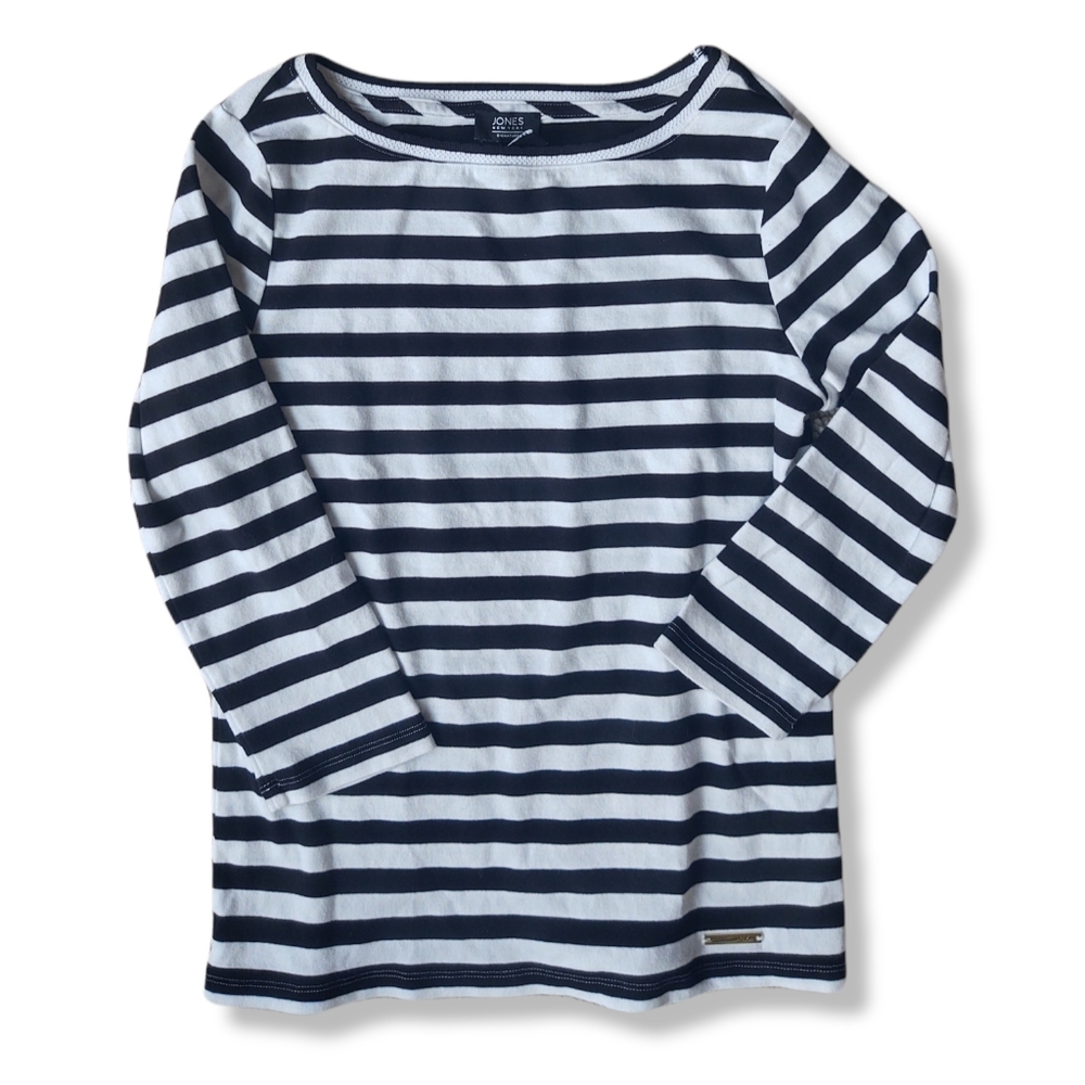 Jones New York Black & White Striped Top